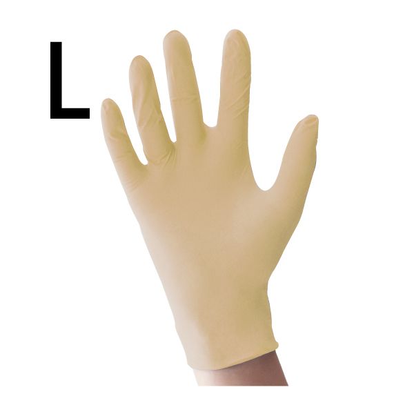 素手感覚ゴム手袋粉付 ベージュL 100枚入
