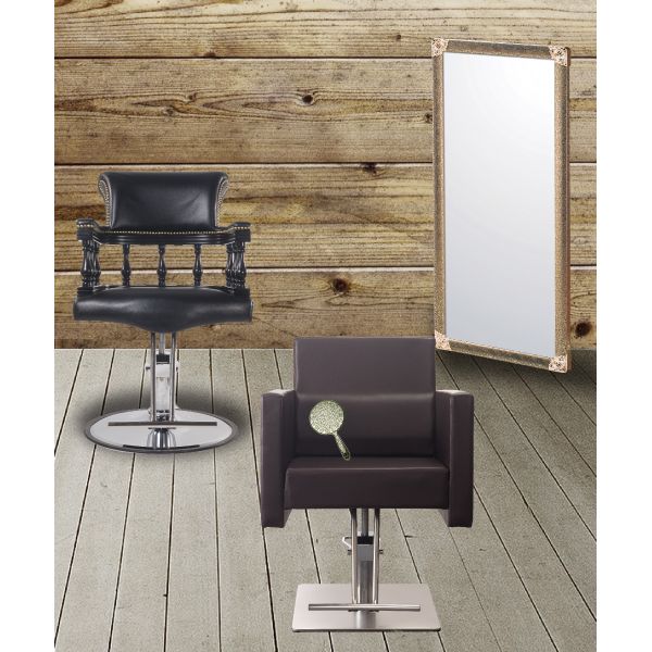 作業性・快適性が同居したアンティーク風モダン空間セット(リビエール Y-13 メッキハンドミラーL：ゴールド)【送料込み】