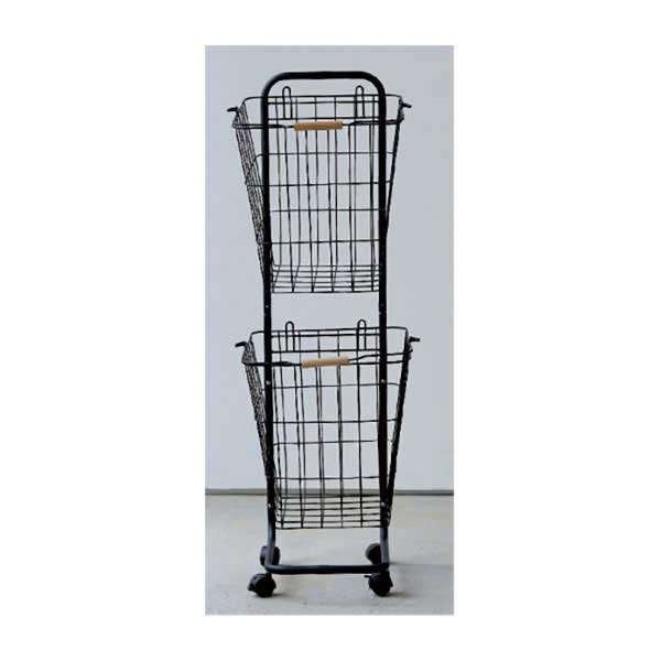 バスケットワゴン ブラック 1台