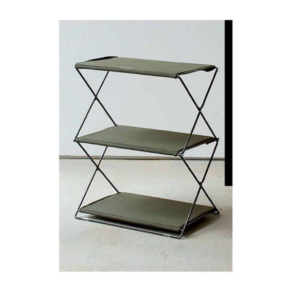 フォールディングシェルフ 2段 グリーン 3台セット
