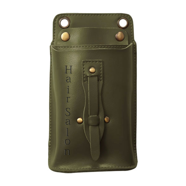 シザーケース本革 H-03(4丁差)(名入れ有) カーキ