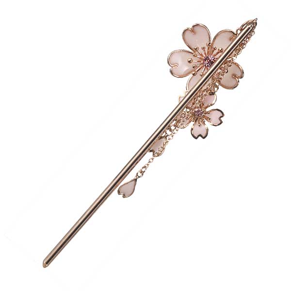 桜と花びらのきらきらかんざし ゴールド