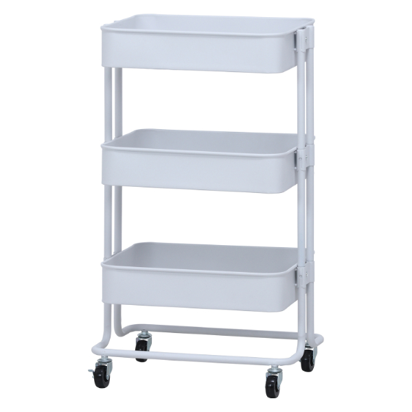 キッチンワゴン バスケット3段 ホワイト ホワイト