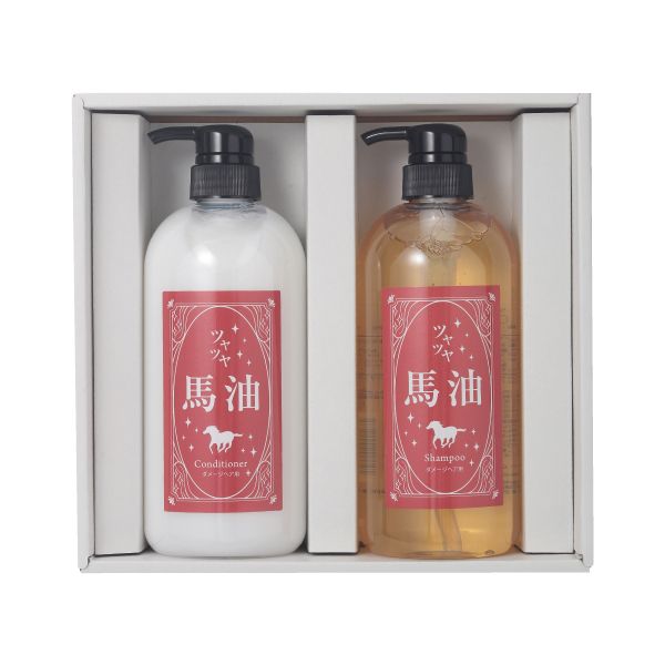 ツヤツヤ馬油 シャンプー&コンディショナーセット（包装費用は別途90円いただきます）