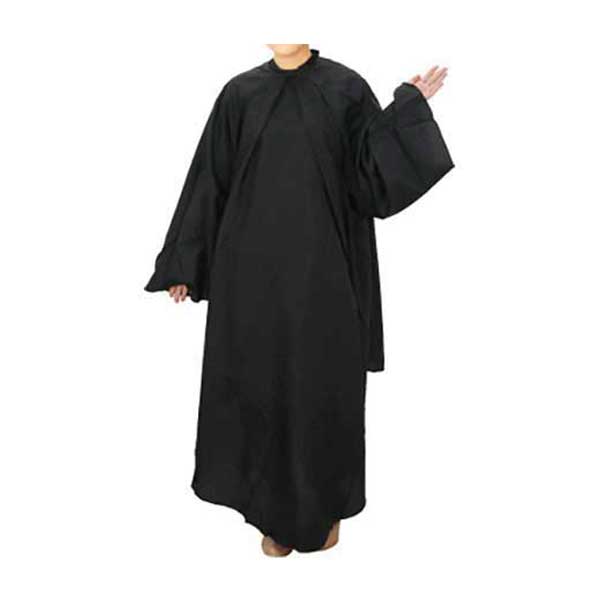 801しわ加工袖付カットクロスロング ブラック(名入有) 10枚～