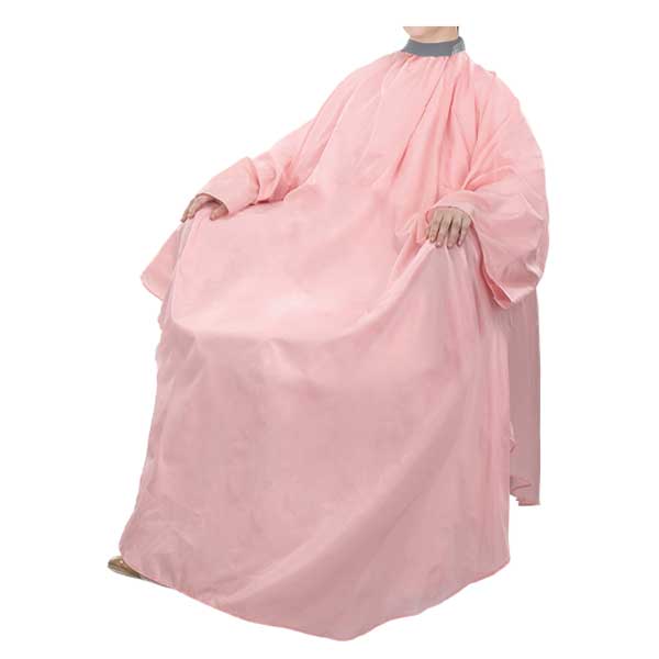 901首にぴったりフィットするシワ加工カットクロス ロング(袖付) ピンク(名入有) 10枚～