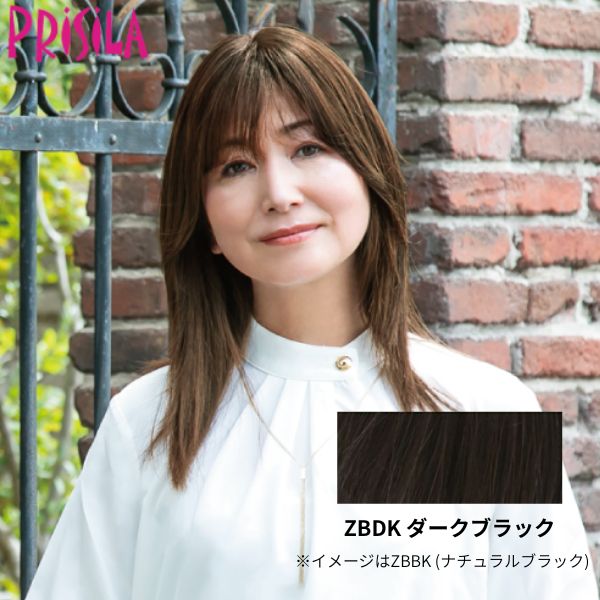 プリシラ 五分ウィッグ 人毛100％ ロング GB-11-ZBDK（ダークブラック）