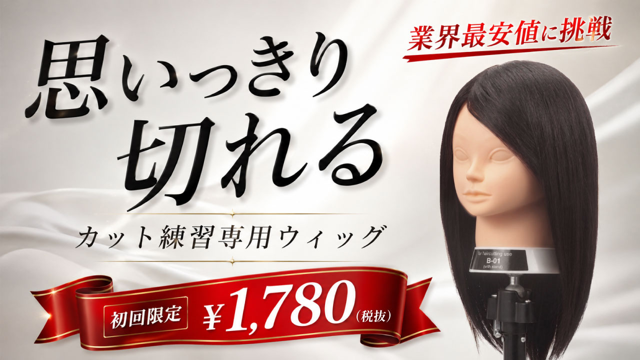 思いっきり切れる。カット練習専用ウィッグB-01