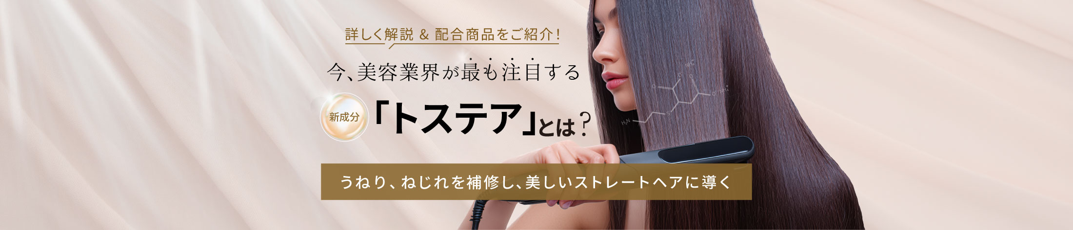うねり、ねじれを補修し、美しいストレートヘアに導くトステア