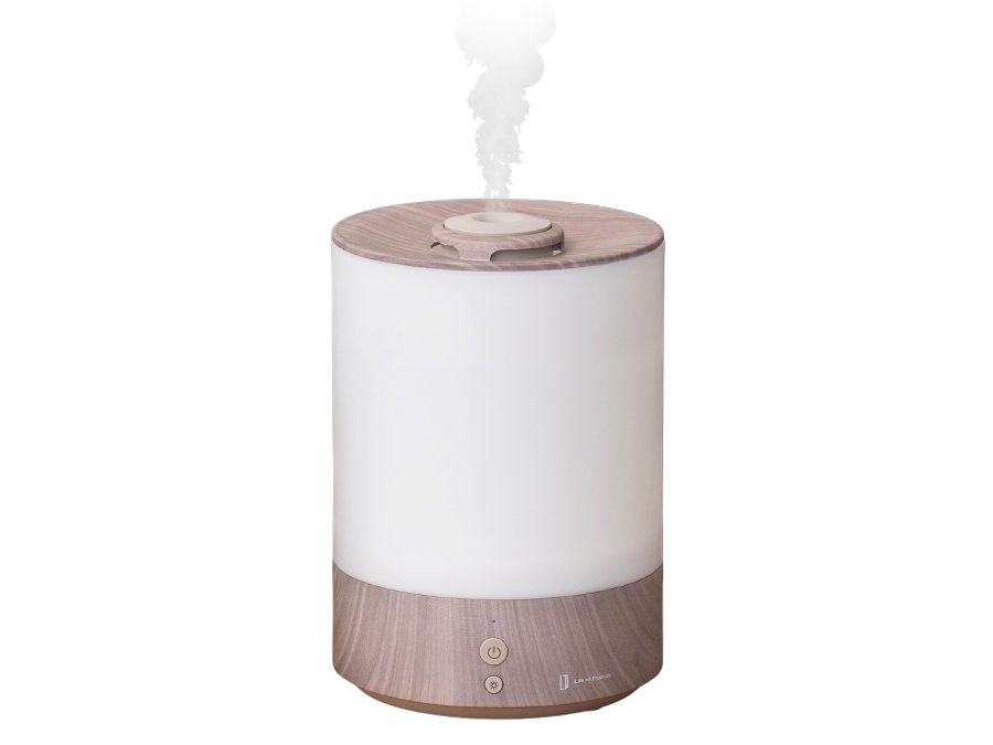 手軽に潤う上部給水式リアルな木目で空間映えするデザイン加湿器