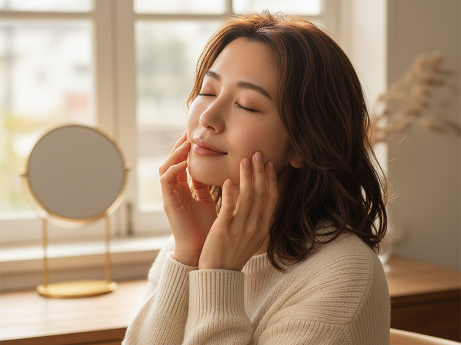 女性のフェイスケアの様子