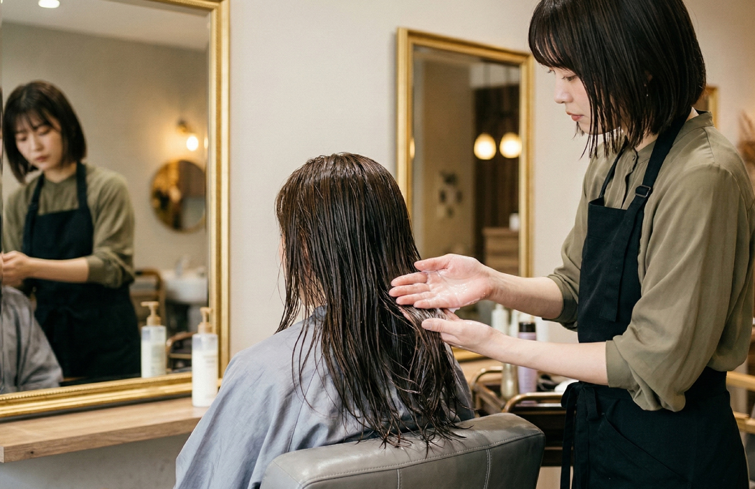 アウトバスミルクの塗布