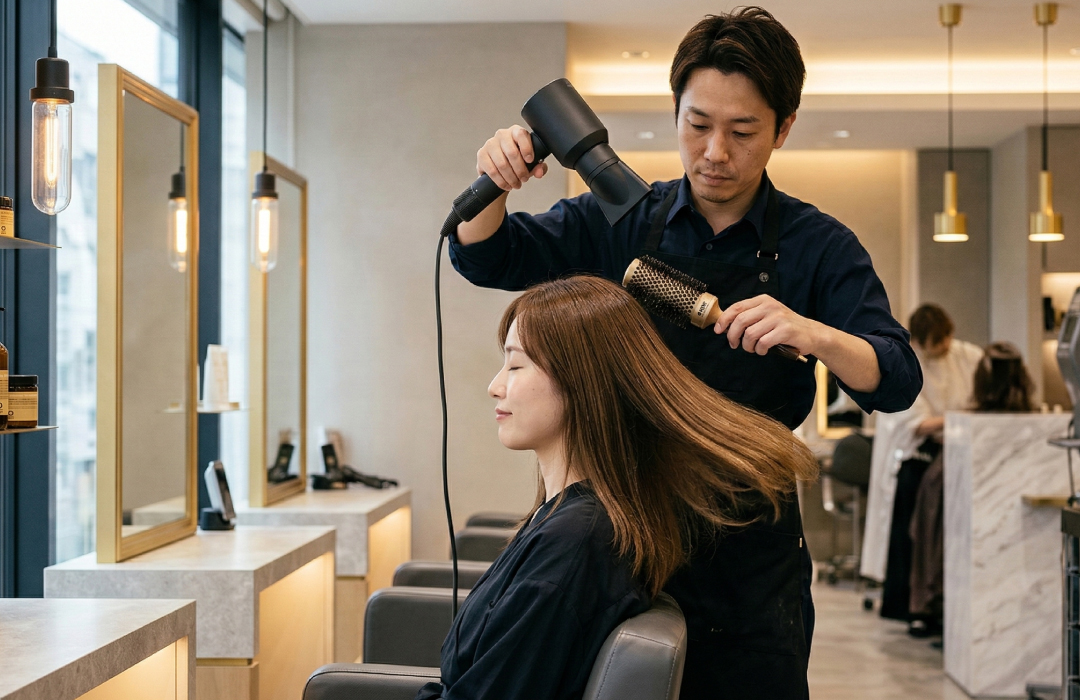 ドライヤーでのブロー