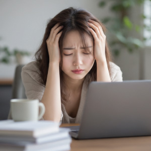 仕事疲れをイメージする人物