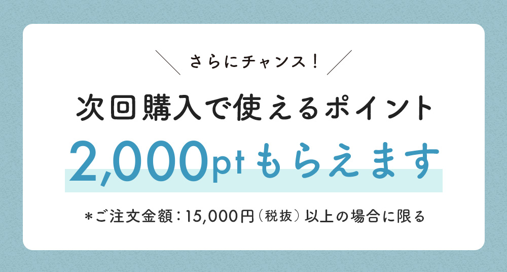 初回購入時に、次回使えるポイントを2,000ptプレゼント